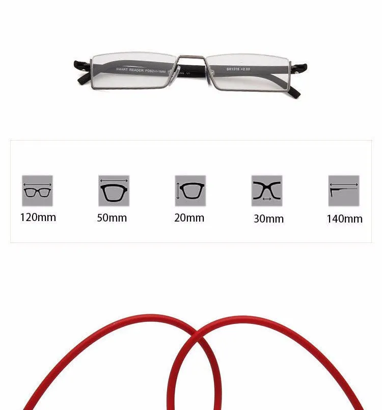 Reven Jate Unisex Semi Rim Rectangle Alloy Reading Glasses R131