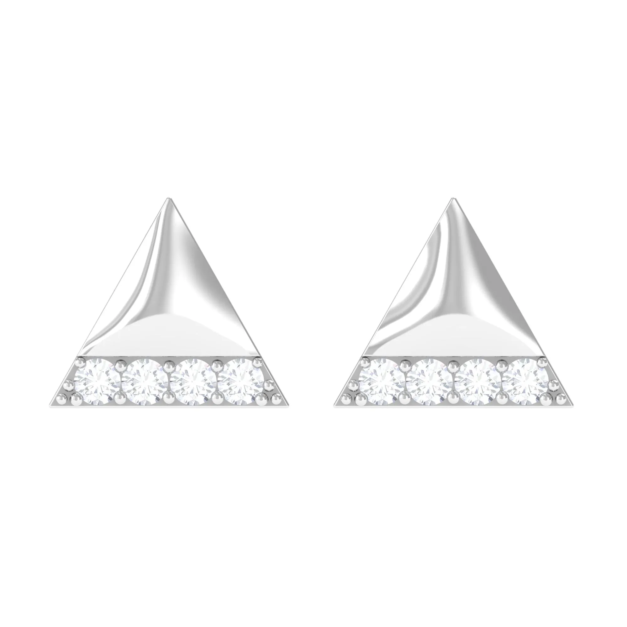 Round Cut Real Diamond Triangle Stud Earrings