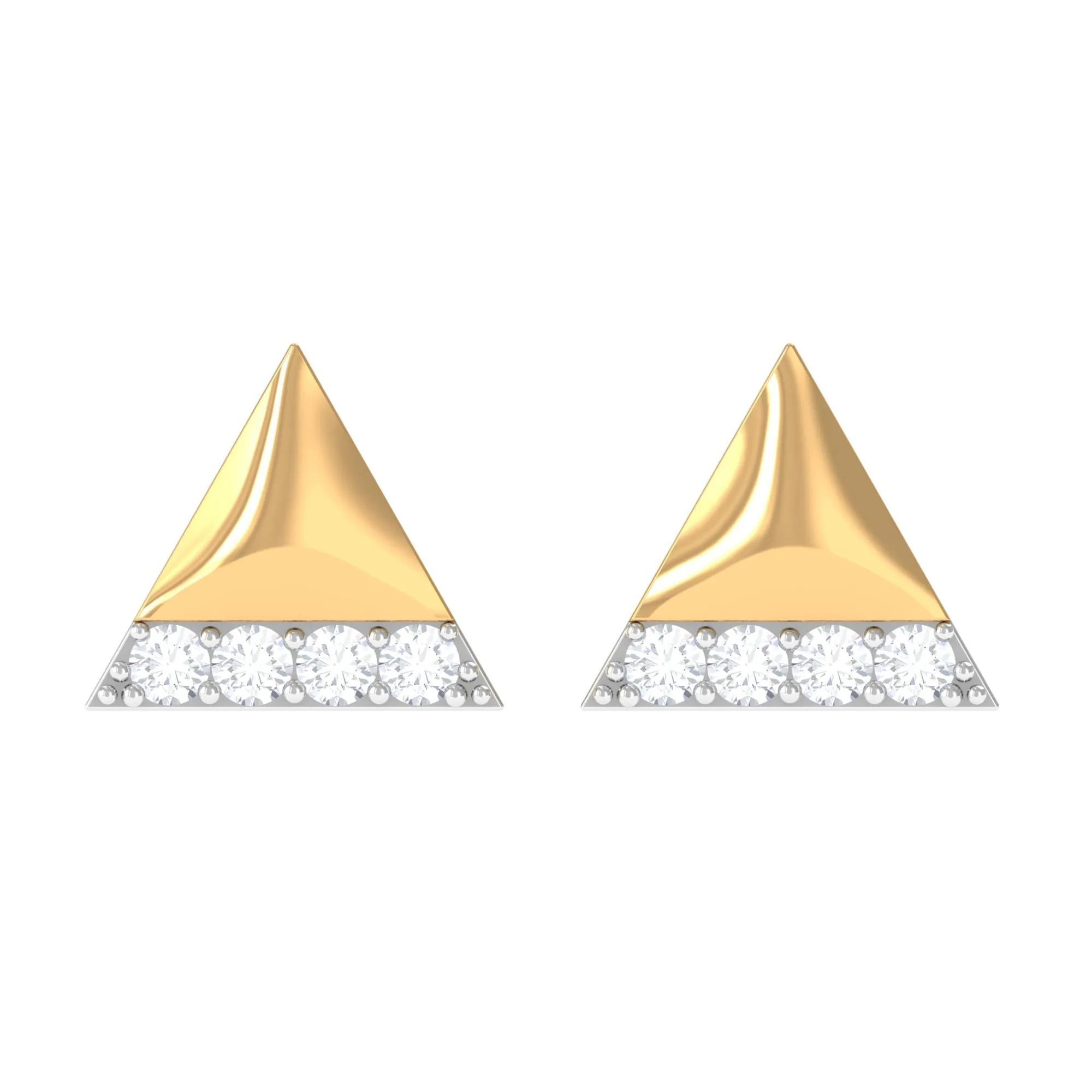 Round Cut Real Diamond Triangle Stud Earrings