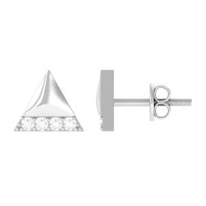 Round Cut Real Diamond Triangle Stud Earrings