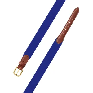 Royal Blue Grosgrain Ribbon Leather Tab Belt