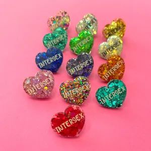 Sample Sale - Intersex Glitter Heart Lapel Pin