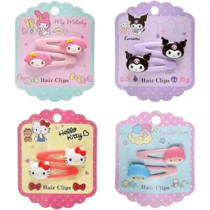 Sanrio Mascot Hair Clips 2-Pcs Set (Little Twin Stars, Hello Kitty, My Melody)