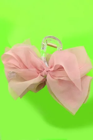 Silky Sheer Ribbon Clip Pink