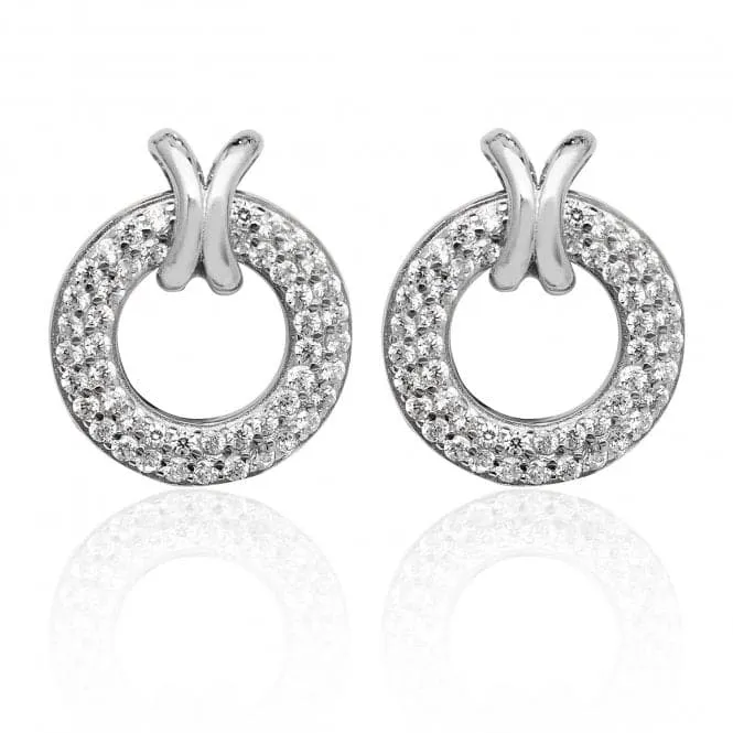 Silver & Co Pave Style Circle Cross Loop Cubic Zirconia Stud Earrings SEG0028CZ