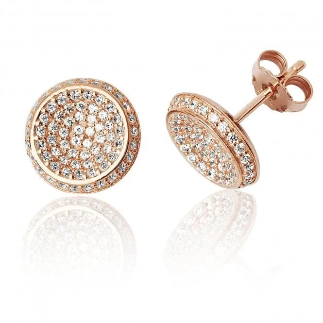 Silver & Co Rose Gold Plated Round Pave Set Cubic Zirconia Stud Earrings SEG0063R