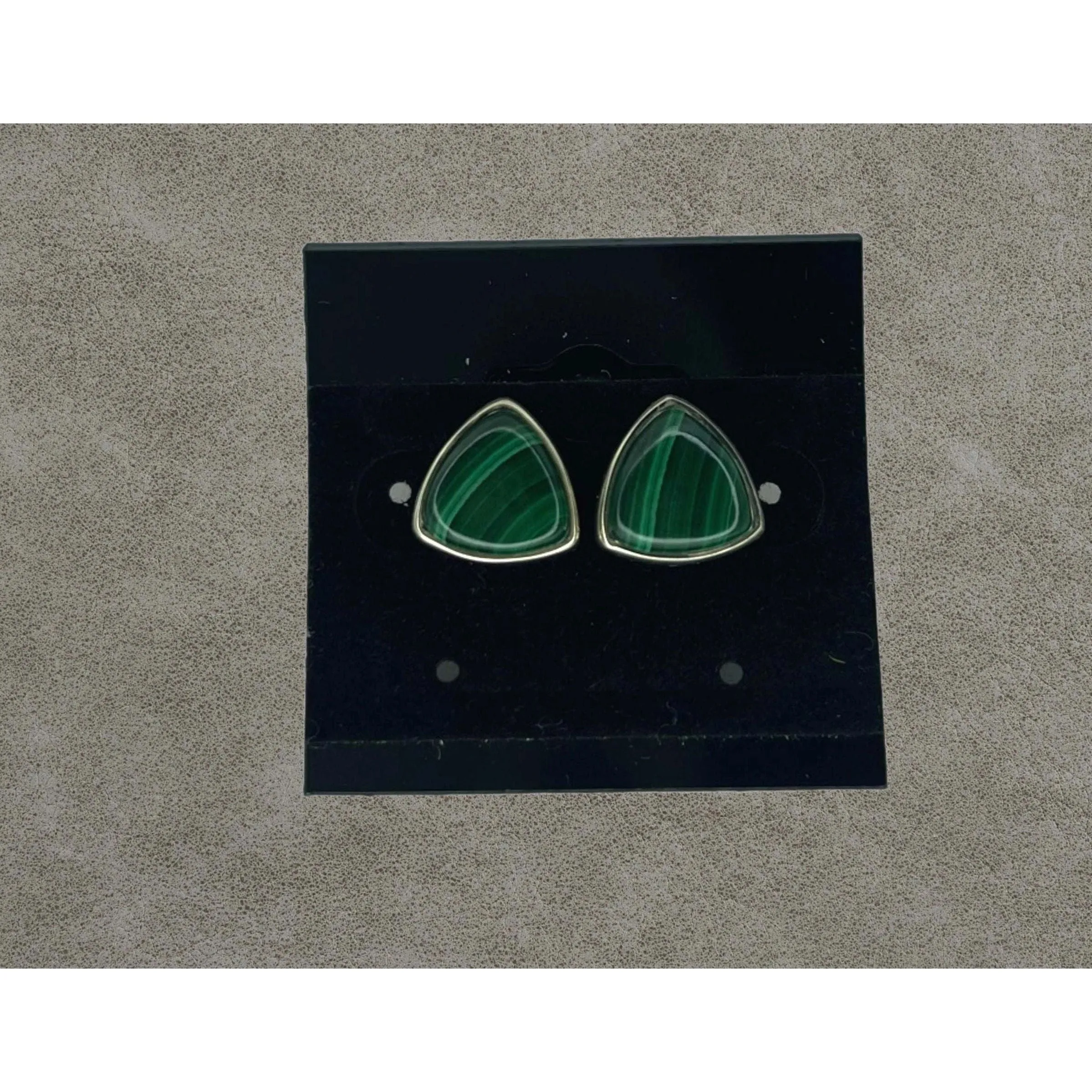 Sterling Silver Malachite Large Stud Earrings