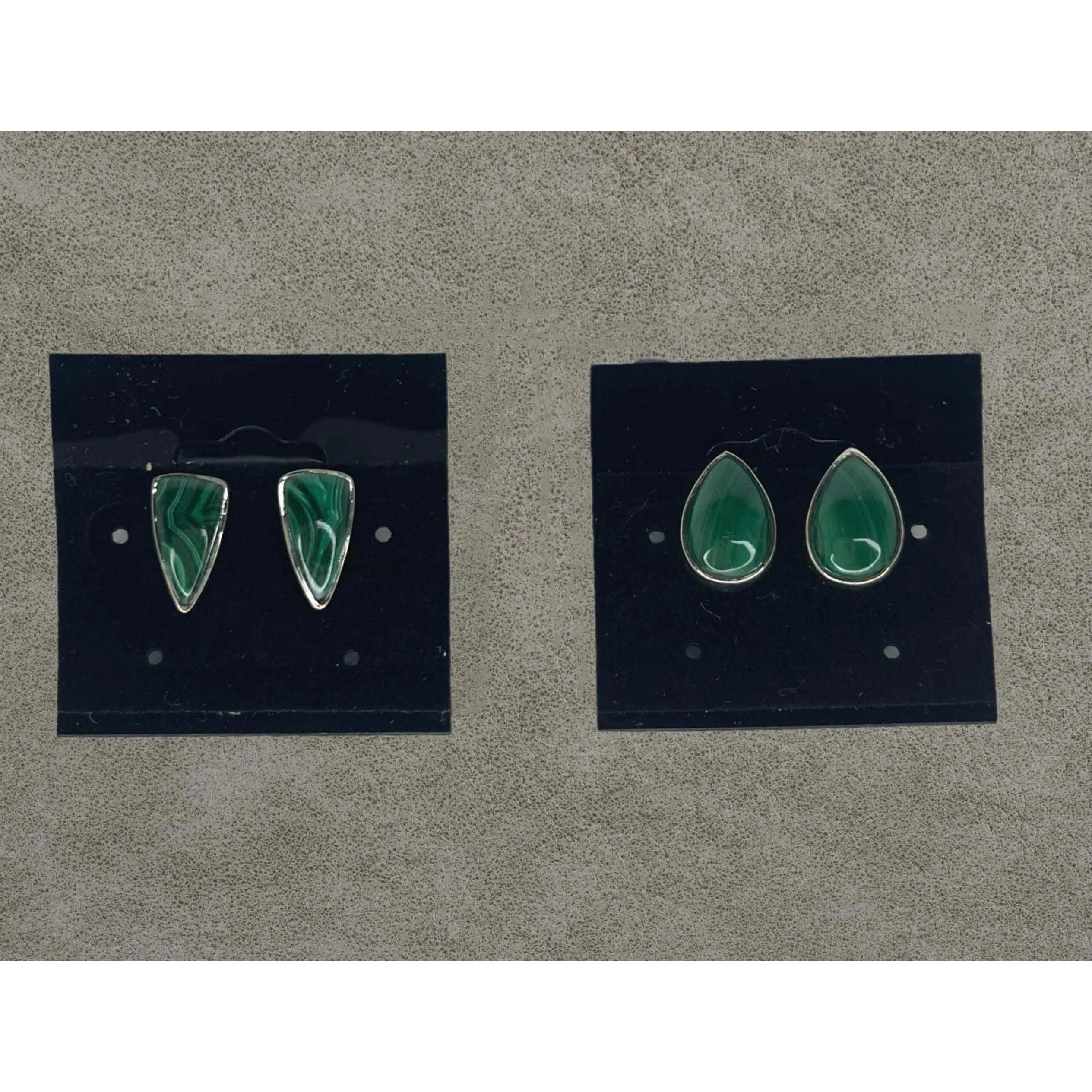 Sterling Silver Malachite Large Stud Earrings