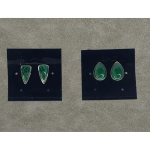 Sterling Silver Malachite Large Stud Earrings