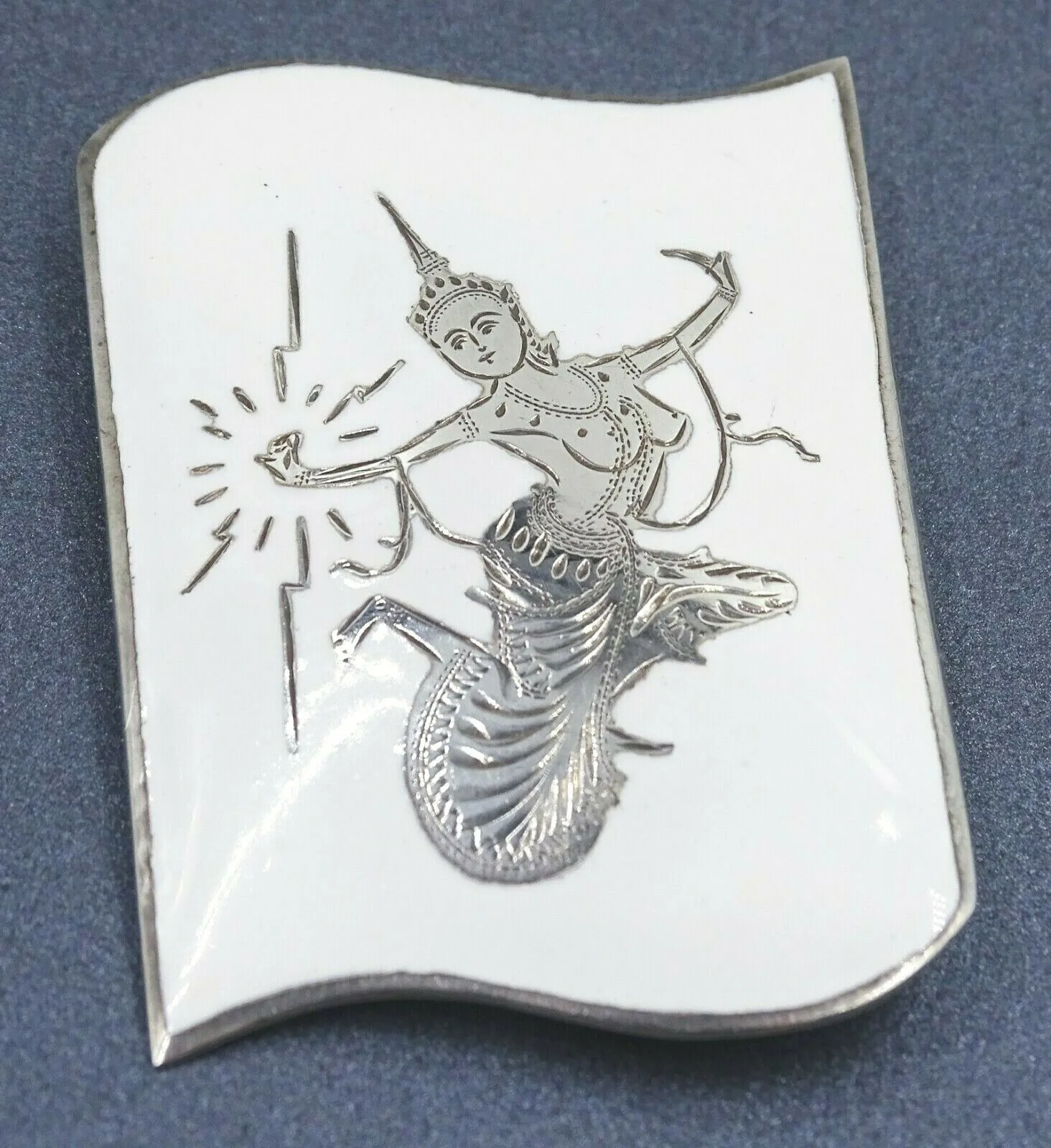 Sterling Silver White Enamel Siam Silver Brooch