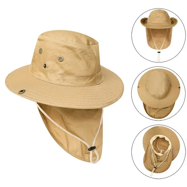 Summer Boonie Hats With Neck Flap Bucket Cap