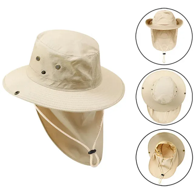 Summer Boonie Hats With Neck Flap Bucket Cap