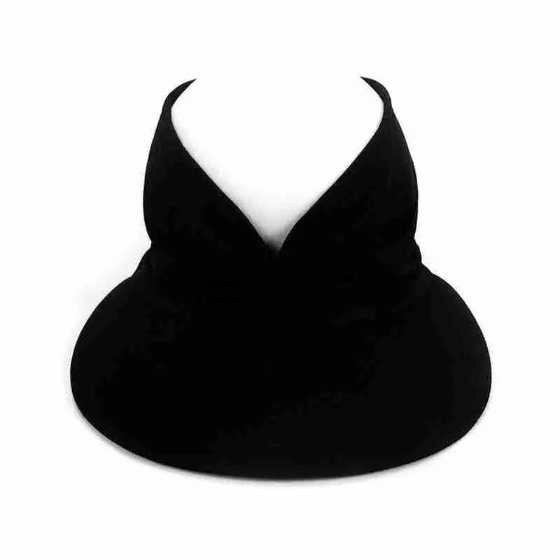 Summer Sun Visor with Elastic Hollow Top Hats