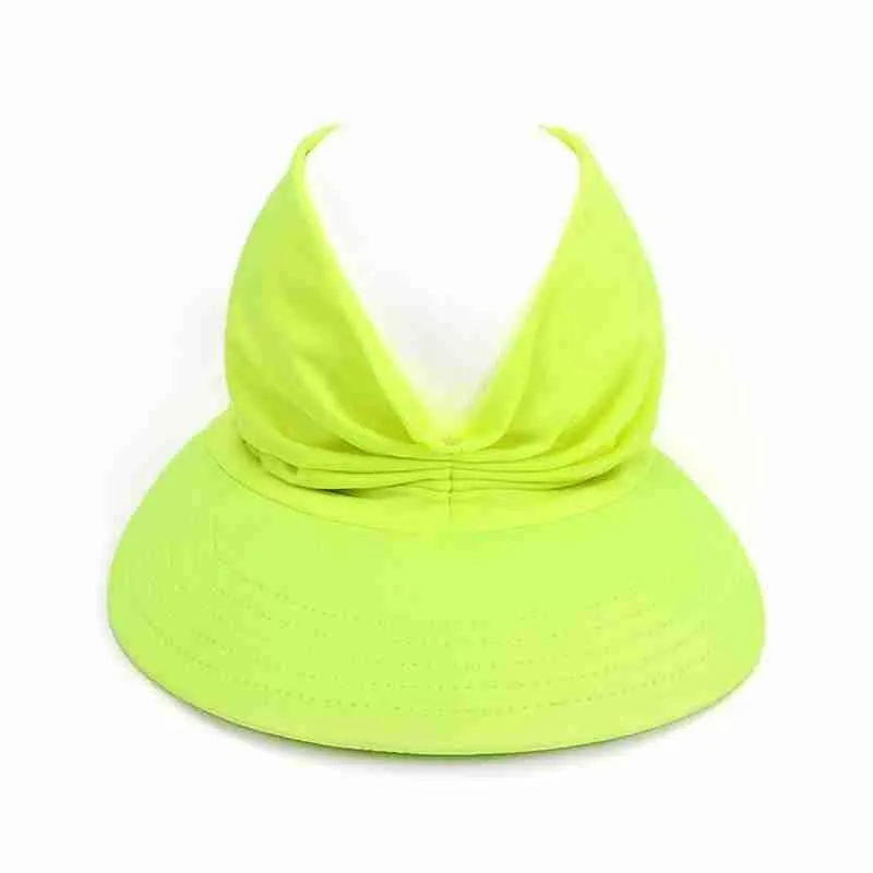 Summer Sun Visor with Elastic Hollow Top Hats