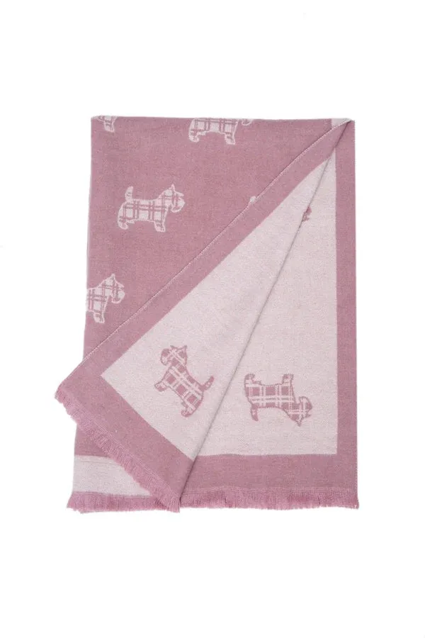 Supersoft Tartan Scotty Dog Scarf (Light Pink/Grey)