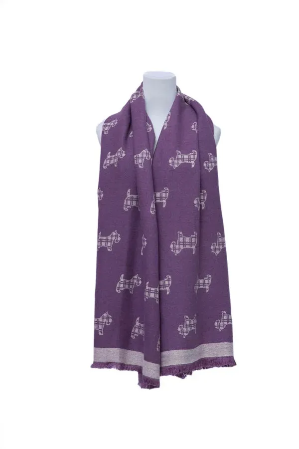 Supersoft Tartan Scotty Dog Scarf (Purple/Grey)