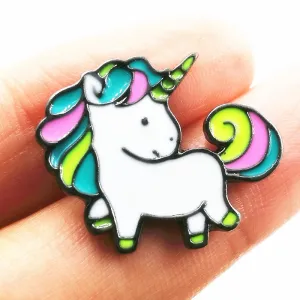 Timlee X147 Cartoon Cute Rainbow Horse Unicorn Design Metal Brooch Pins Wholesale