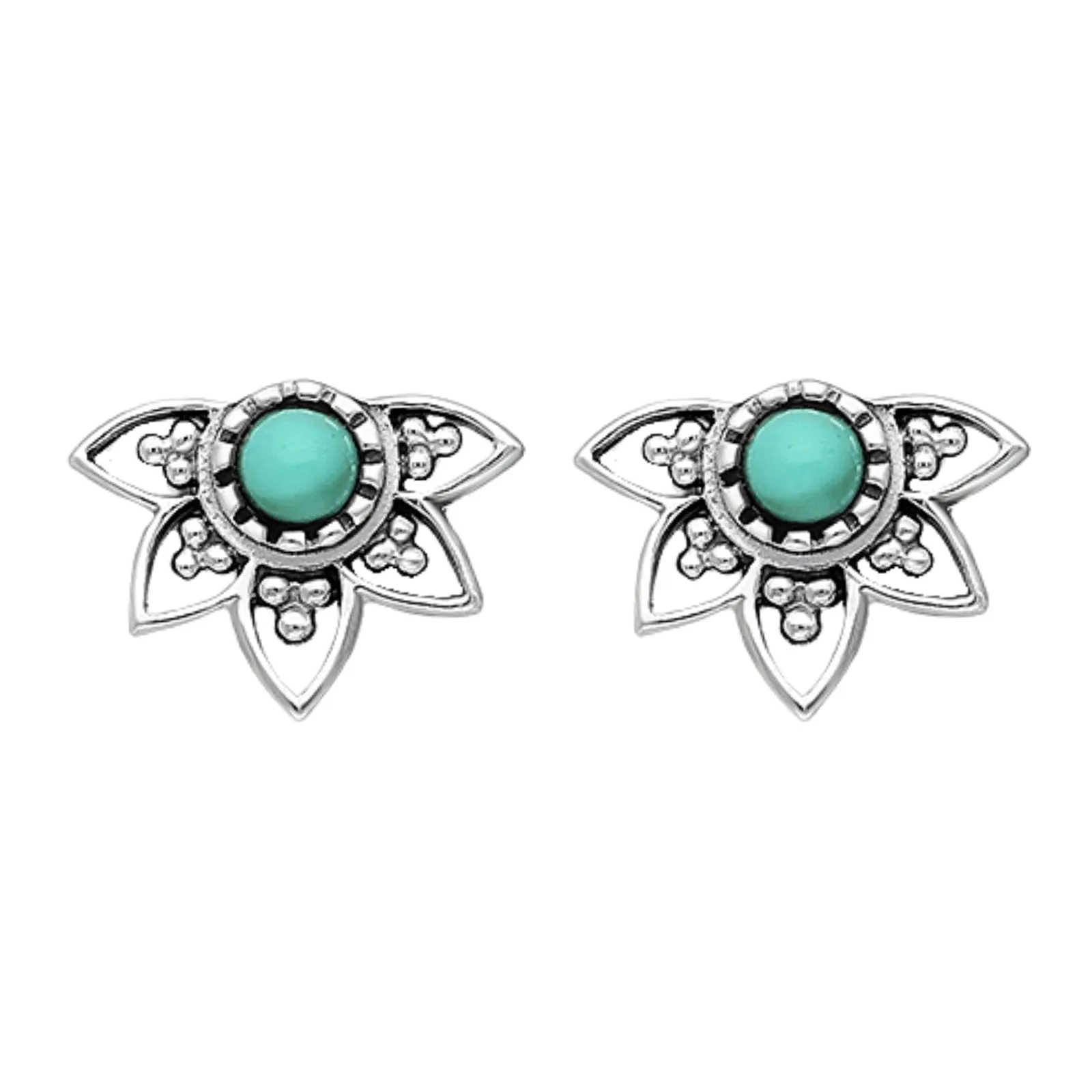 Turquoise Filigree Floral Stud Earrings