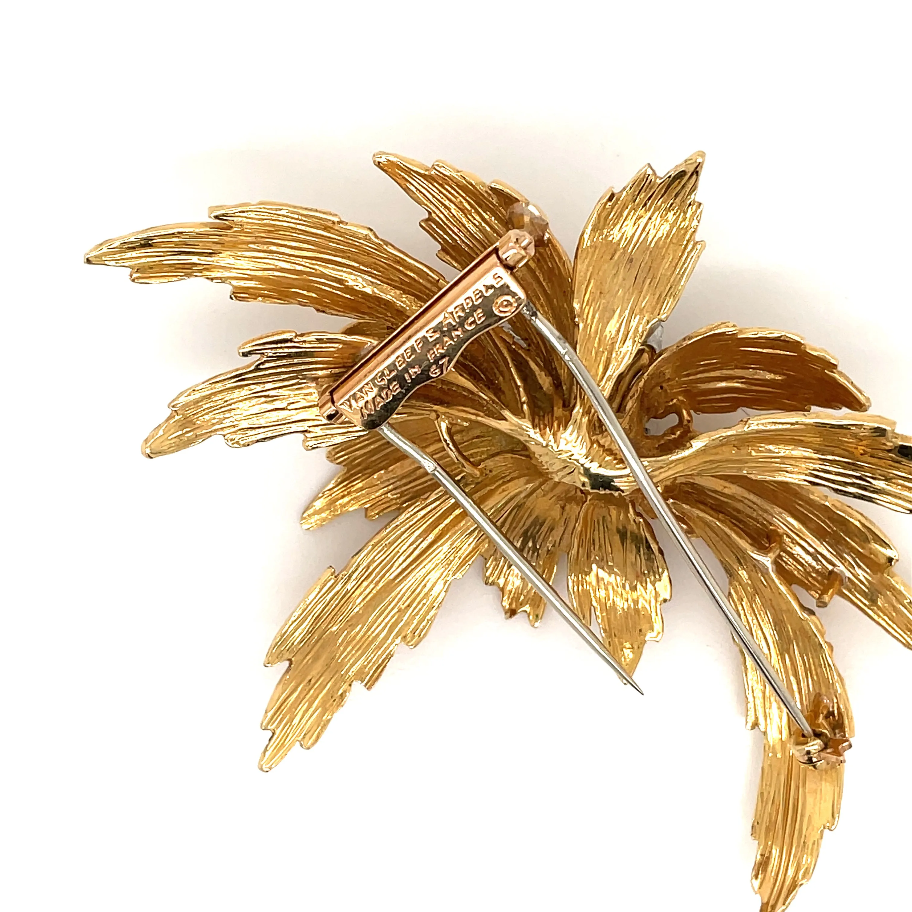 Van Cleef & Arpels Diamond Gold Floral Motif Brooch