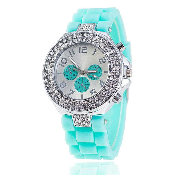 Vansvar Brand Fashion Jelly Silicone Watch Women Rhinestone Watches Casual Women Wristwatch Quartz Watch  Relogio Feminino 1000