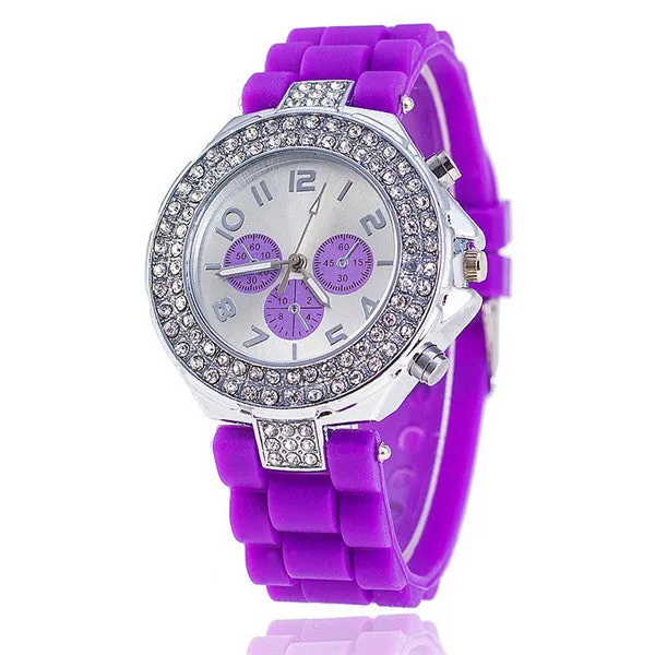 Vansvar Brand Fashion Jelly Silicone Watch Women Rhinestone Watches Casual Women Wristwatch Quartz Watch  Relogio Feminino 1000