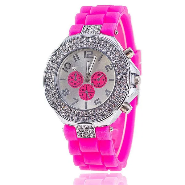 Vansvar Brand Fashion Jelly Silicone Watch Women Rhinestone Watches Casual Women Wristwatch Quartz Watch  Relogio Feminino 1000