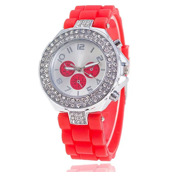 Vansvar Brand Fashion Jelly Silicone Watch Women Rhinestone Watches Casual Women Wristwatch Quartz Watch  Relogio Feminino 1000