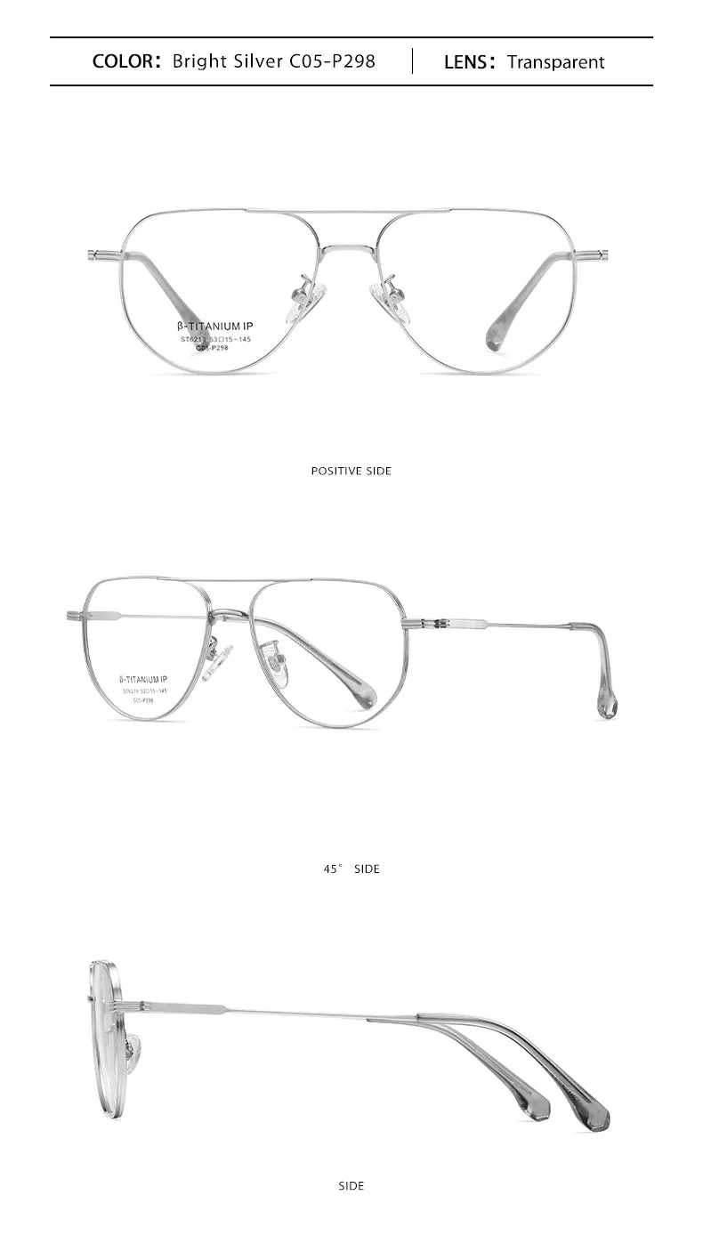 Vicky Mens Full Rim Double Bridge Square Titanium Reading Glasses St6219