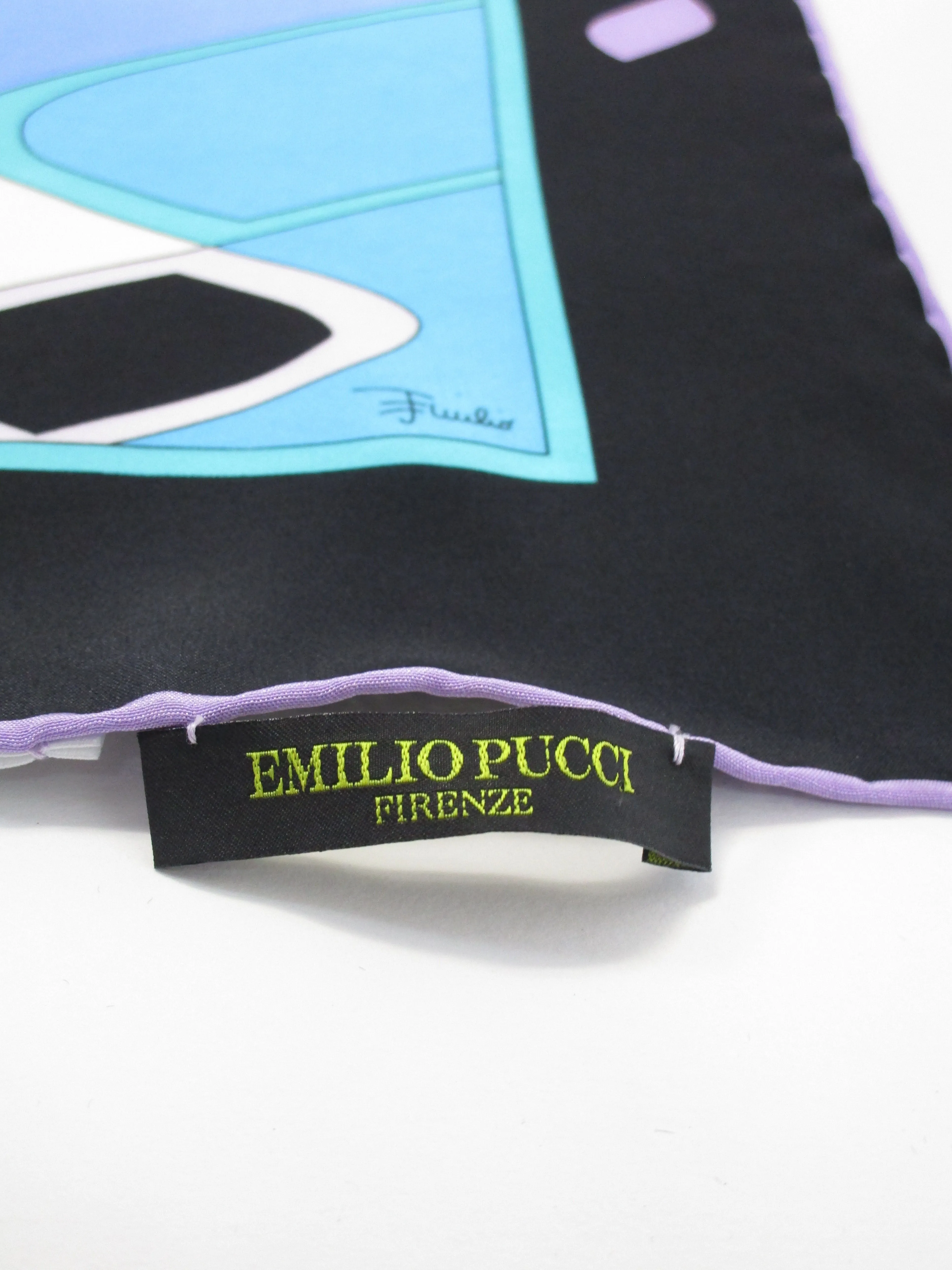 Vintage Blue and Purple Abstract Emilio Pucci Scarf