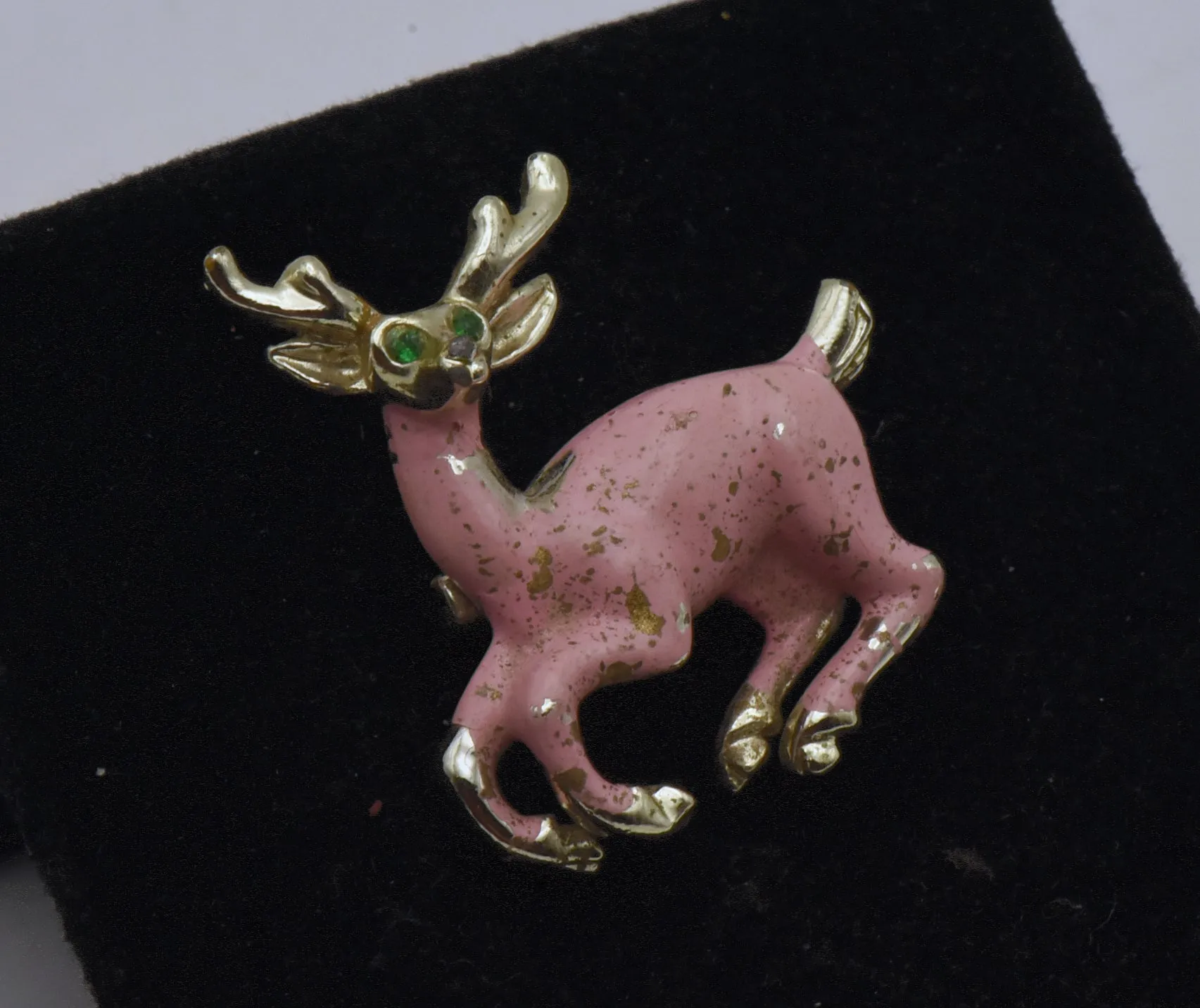 Vintage Gold Tone Reindeer Brooch