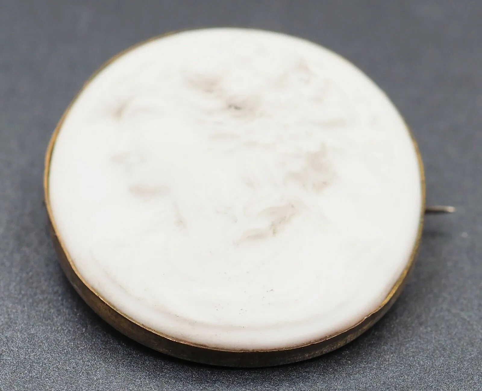 Vintage Porcelain Cameo Brooch with Gold Plated Surround