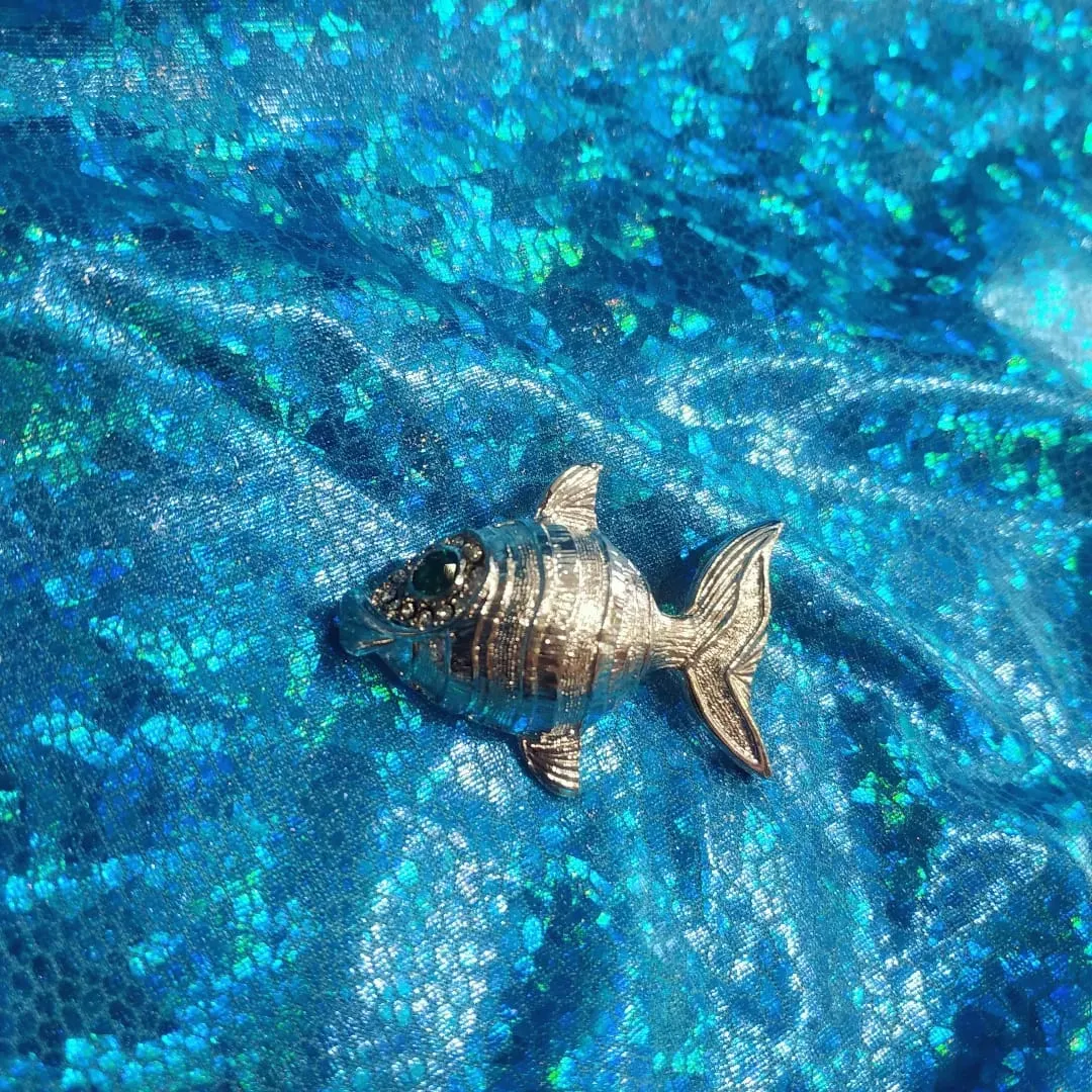 Vintage Silver fish brooch