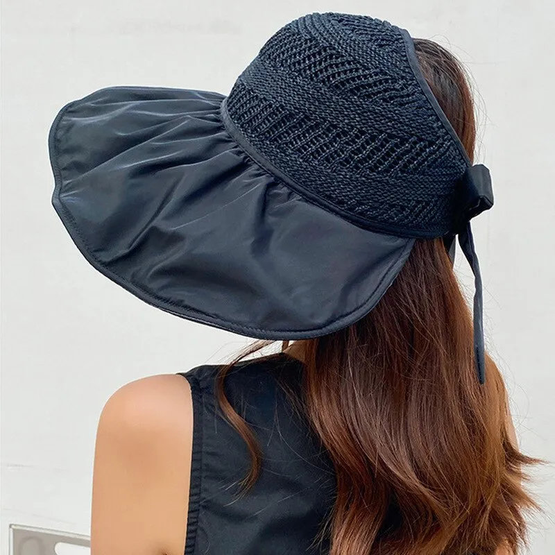 Weave Top Wide Brim Floppy Summer Hats with Bow