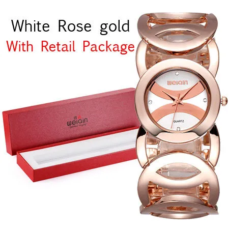 WEIQIN Brand Luxury Crystal Gold Watches Women Fashion Bracelet Quartz Watch Shock Waterproof Relogio Feminino orologio donna