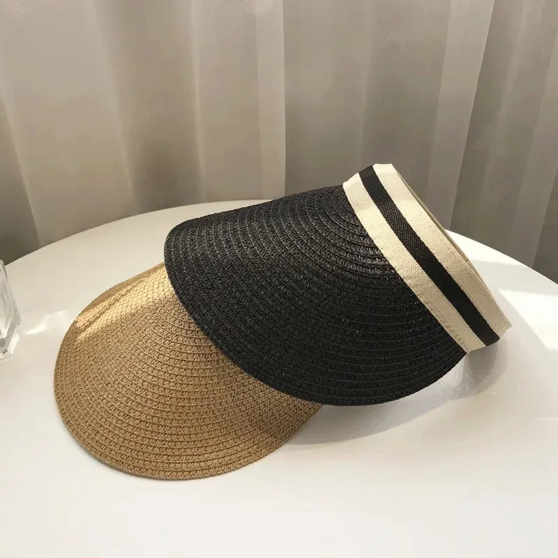 Women's Empty Top Summer Straw Sun Visor Hats