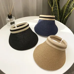 Women's Empty Top Summer Straw Sun Visor Hats