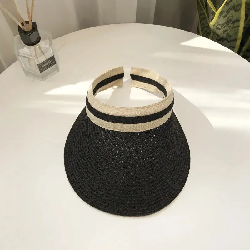 Women's Empty Top Summer Straw Sun Visor Hats