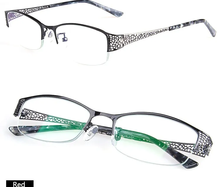 Women's Half Frame Reading Glasses 1.56 Index Clear Anti-Blue Light Lenses F99001