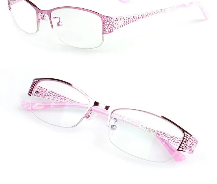 Women's Half Frame Reading Glasses 1.56 Index Clear Anti-Blue Light Lenses F99001