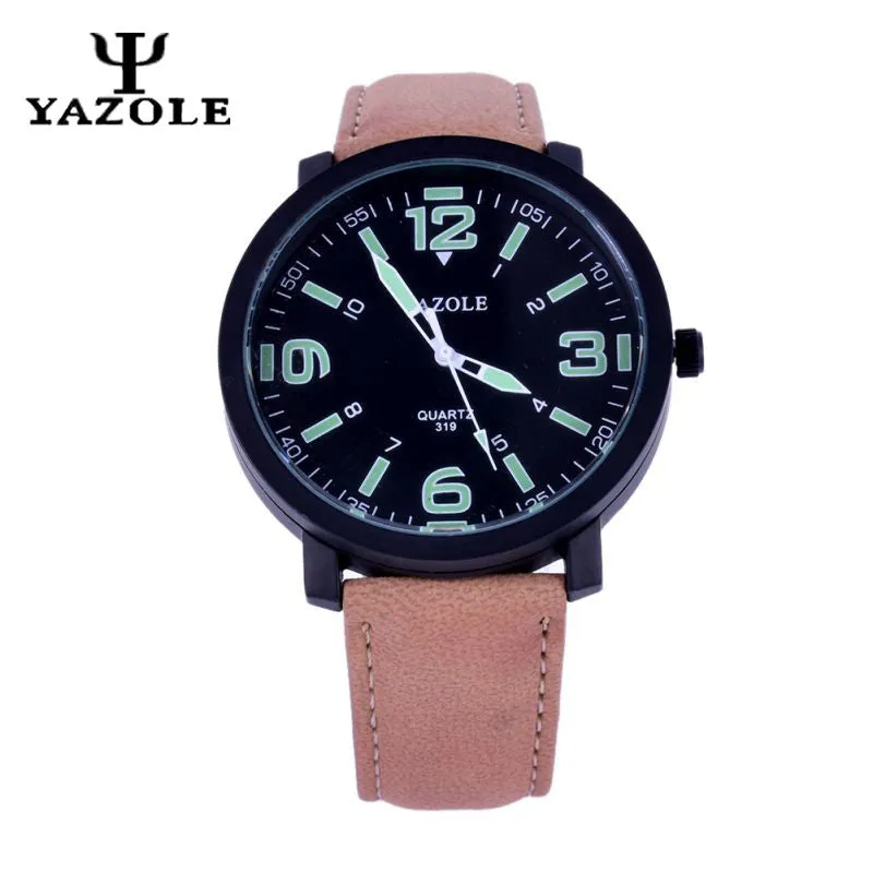 YAZOLE Band Men Wristwatch Luminous Dial Watch Large Numbers Watches Male Luxury Quartz Wrist Watch Relogio