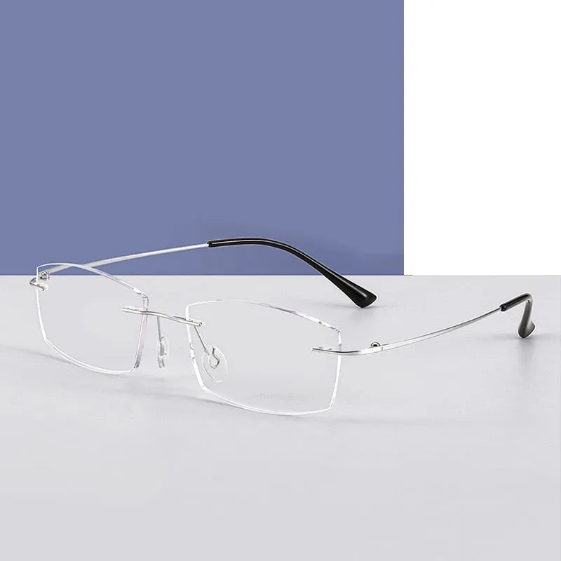 Zirosat Unisex Rimless Square Titanium Anti Blue Light Reading Glasses 8161